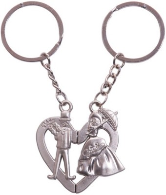 

CTW Romantic Couple Heart Valentine Gift For Him & Her Metal Key Chain(Silver)