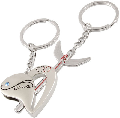 

Oyedeal Couple Arrow Through Heart Key Chain(Silver)