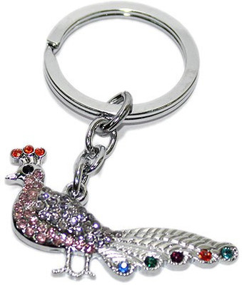 

Aura Designer Peacock Imported Diamond Studded Locking Key Chain(Multicolor)