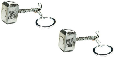 

Chainz Pack of 2 Silver Thor Metal Hammer Key Chain(Silver)