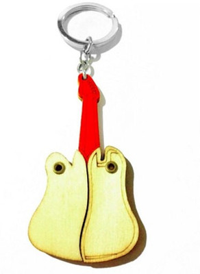 

Aura Unique Guitar Shape Photo Frame Wodden Locking Key Chain(Yellow, Red)