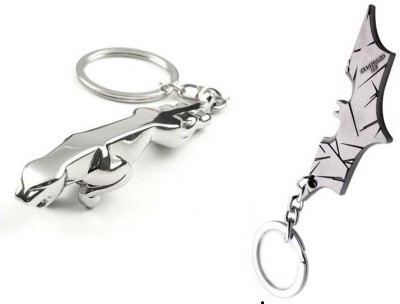 

Confident 2 Silver Color Jaguar Car Logo And Batman Metal Key Chain(Silver)