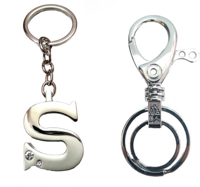 

City Choice Combo of Alphabet "S" with Hook & Locking Key Chain(Silver)
