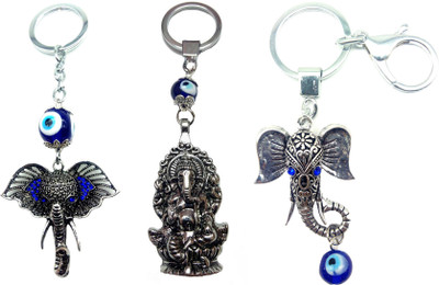 

City Choice New Combo of 3 Ganesha with evil eye Locking Key Chain(Multicolor)