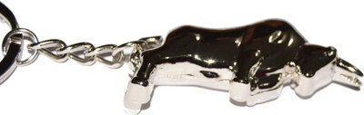 

Tech Fashion Bull of Stock Market Metal Keyring -TF-420 Locking Key Chain(Silver)