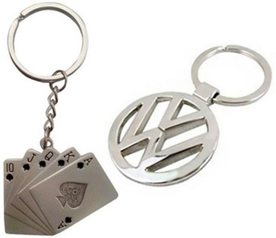 

Homeproducts4u Volkswagen & Playing Cards Metal Keychain Combo Key Chain(Silver)