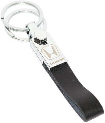 

Aura Honda Cars Dual Ring Leather & Metal Imported Key Chain(Black, Silver)