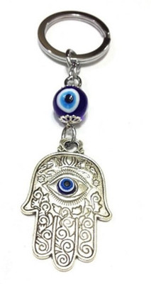

Aura Feng Shui Goodluck Palm Evil Eye Imported Locking Key Chain(Blue, White, Silver)