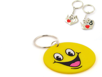 

CTW Double Heart Love You & Smiley Combo Pack Key Chain(Multicolor)