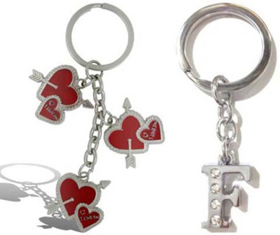 

Rashi Traders Arrow 3 Heart + Alphabet F Key Chain(Silver)