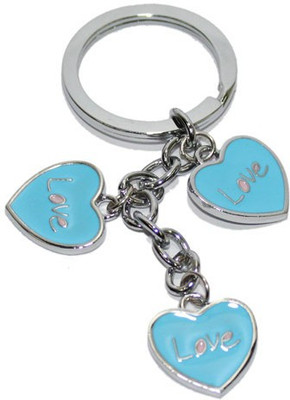 

Aura Love Three Hearts With Diamond Romantic Valentine Locking Key Chain(Blue)