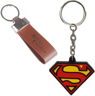 

Alexus Royal Enfield Leather And Superman Key Chain(Silver)
