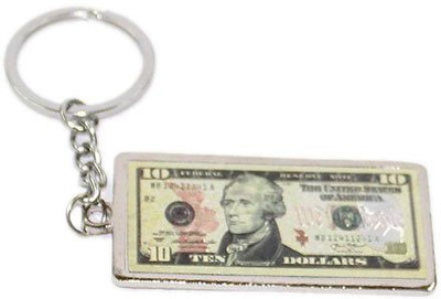 

Aura United States 10 Dollar Note Metal Key Chain(Multicolor)