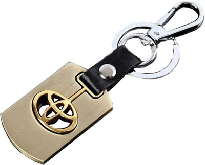 

TAG3 Toyota Alloy Golden Color Metal Imported Ring Chrome Car Logo Locking Key Chain(Gold)
