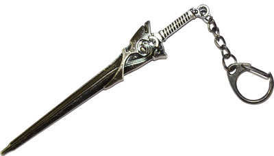 

Pin to Pen Black Metal Straight Sword Keychain Locking Key Chain(Black)