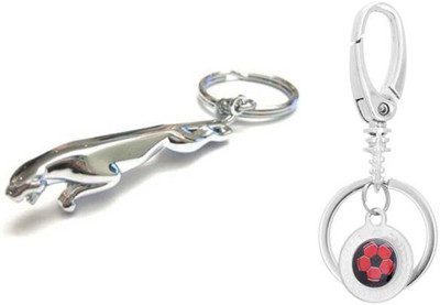 Rashi Traders Jaguar + Red Black Locking Locking Key Chain(Silver)