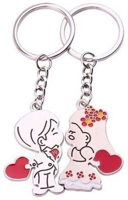 

Anishop Valentine Love Kissing couple Key Chain(Silver, Red)