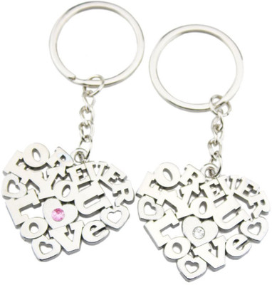 

CTW Love You forever Heart shape Printed Metal Text Key Chain(Silver)
