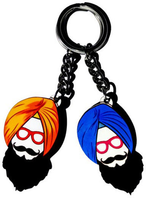 

MiiCreations Punjabi Singh Beard Key Chain(Orange, Blue)