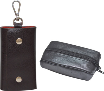 Knott Combo of Coin Pouch and Key Chain(Brown, Black)