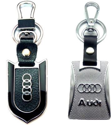 

City Choice Combo of Audi Leather-Metal Hook Locking Key Chain(Black, Silver)