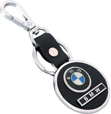 

U R God HQ BMW Leather & Metal Round Car Logo Locking Key Chain(Black)