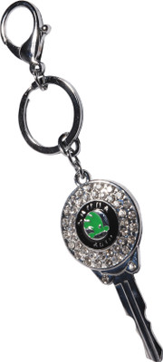 

Oyedeal Studded Key Shape Skoda Locking Key Chain(Silver)