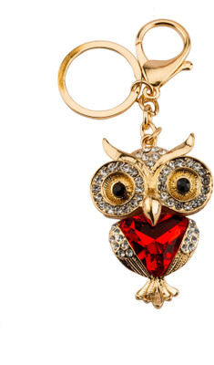 

Avaron Projekt Gold Owl With Red Stone With Cute Swarovski Detailing Handbag Charm Locking Key Chain(Red)