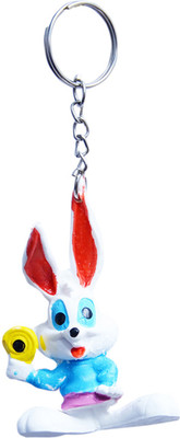 

CTW Cute Sitting Rabbit Synthetic Subber Keychain Key Chain(Multicolor)