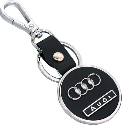 

U R God HQ Audi Leather & Metal Round Car Logo Locking Key Chain(Black)