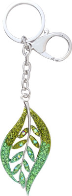 

Super Drool Green Crystal Studded Leaf Locking Key Chain(Green)