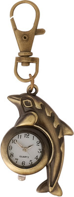 

Super Drool Antique Dolphin With Watch Charm Key Chain(Gold)