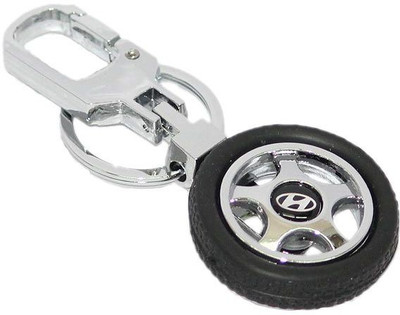 

Aura Hyundai Tyre Rotary Wheel Imported Locking Key Chain(Silver, Black)