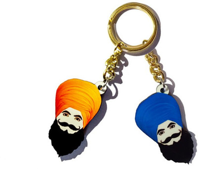 

MiiCreations Punjabi Turban Singh Beard Key Chain(Blue, Orange)