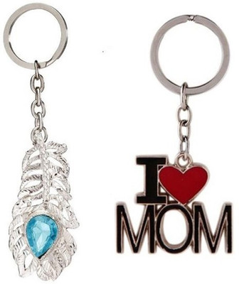 

CTW I Love Mom & Omg Metal Pack Of 2 Keychain Key Chain(Silver)