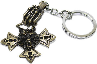 Aura Skeleton Hand Holding Cross Imported Metal Locking Key Chain(Multicolor)