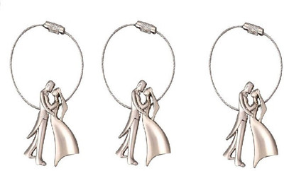 

Ezone Bride & Groom _Wire Locking_Pack of 3 Locking Key Chain(Silver)