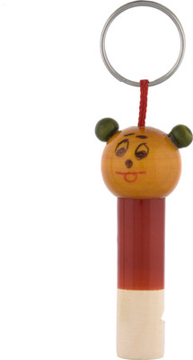 Anuradha Wooden Teddy Bear Whistle Locking Key Chain(Multicolor)