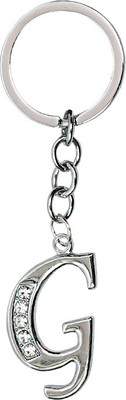 

U R God Diamond Studded Alphabet "G" Key Chain(Silver)