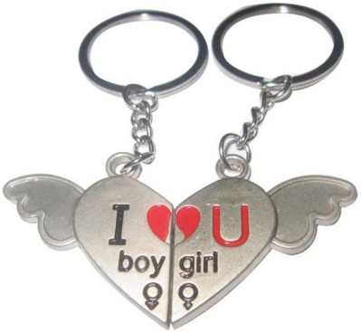 

CTW Couple Express Love Metal Heart Wings Key Chain(Silver, Red)