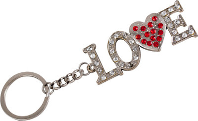 

Forty Creek Love With Red & White Stones Key Chain(Silver, Red)