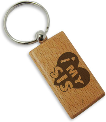 

Tied Ribbons I Love My Sis Wooden Key Chain(Brown)