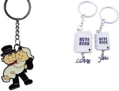 

CTW Cute Love You Notebook & Romantic Couple Valentine Gift Pack Combo Key Chain(Silver)