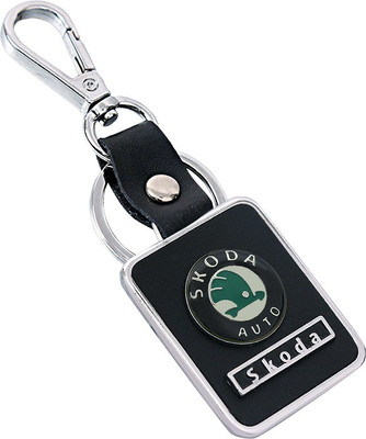 

U. R. GOD Hq Skoda Leather & Metal Square Car Logo Locking Key Chain(Black)