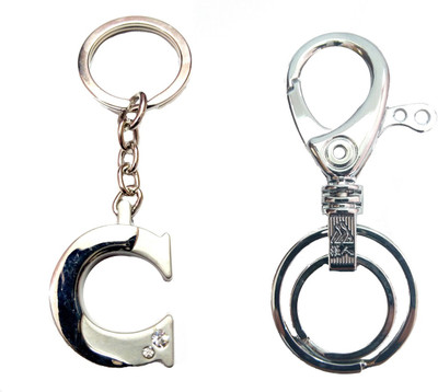 

City Choice Combo of Alphabet "C" with Hook & Locking Key Chain(Silver)