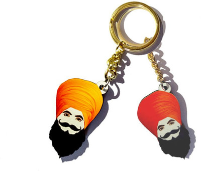 

MiiCreations Punjabi Turban Singh Beard Key Chain(Red, Orange)