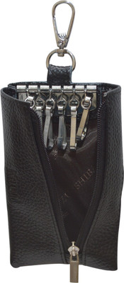 

Knott Zip Closure Leather Multi Key Chain(Black)
