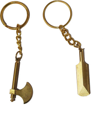 

CTW Cricket Bat & Axe Shape Metal Keyring Key Chain(Gold)