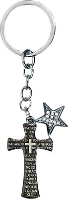 

U R God Jesus Cross Star Metal Key Chain(Black)