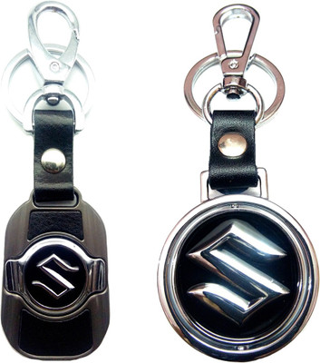 

City Choice New Combo of Suzuki Revolving Leather-Metal Hook Locking Key Chain(Black, Silver)